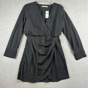 Abercrombie & Fitch Dress Womens PM Black Wrap Mini Long Sleeve Ruched Party NWT